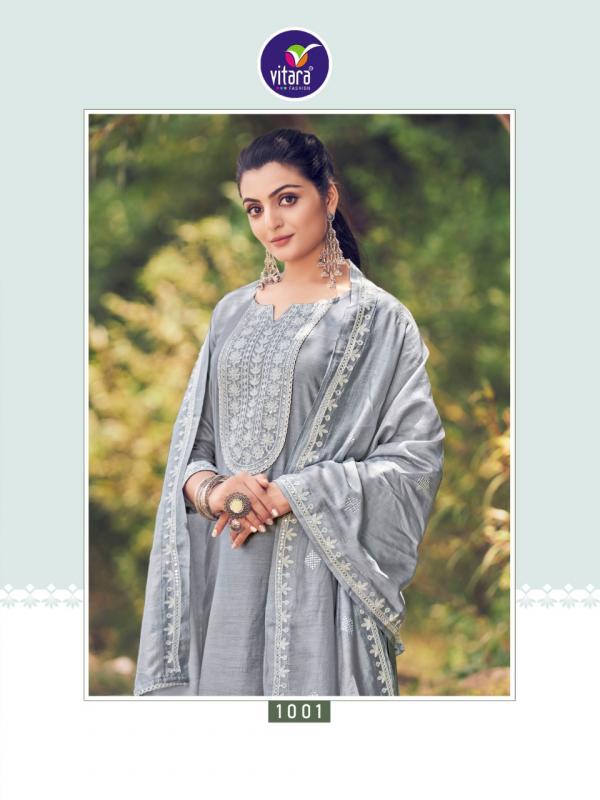 Vitara white London Chinon Embroidery Designer Readymade  Suit